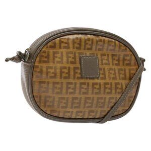 Authentic FENDI Zucchino Canvas Shoulder Bag PVC Brown